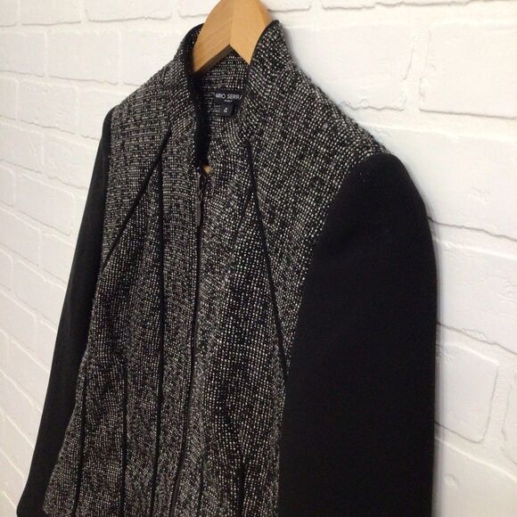 MARIO Serrani Italy blazer wool blend Italian designer size 4 black white - Picture 4 of 13